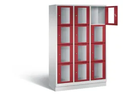 Lockerkast 1800x1200x500mm 3x4 vakken Cilinderslot, Sokkel, RAL3003