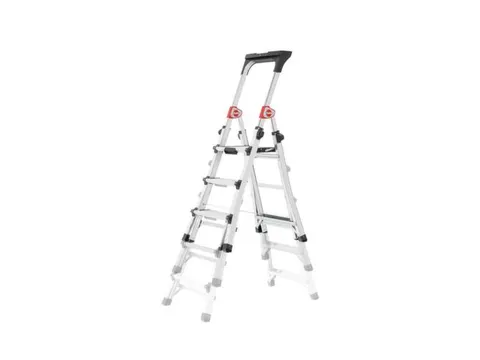 telescoop-platformladder,eenzijdig,3-5brede treden,balk L 1,9m