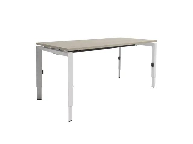 Bureau Linesto N3 hoogte instelbaar 140x80cm Lichtgrijs, poot Wit