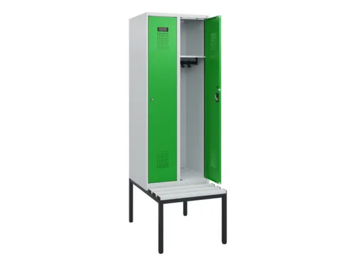 locker met bank,HxBxD 1950x600x815mm,2vak,vak B 300mm,cilinderslot