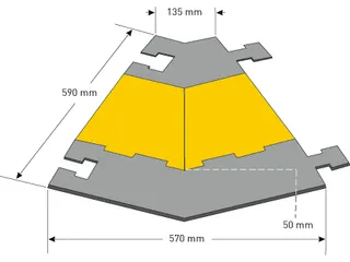 kabelbrug,hoekstuk,rechts,v. snelheden <10km/h,BxD 590x570mm - 2
