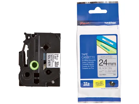 Labeltape Brother P-touch TZe-M951 metallic 24mm zwart op zilver