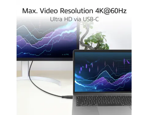 Kabel ACT USB-C standaard naar USB-C hoek boven/beneden 10Gbps 2m
