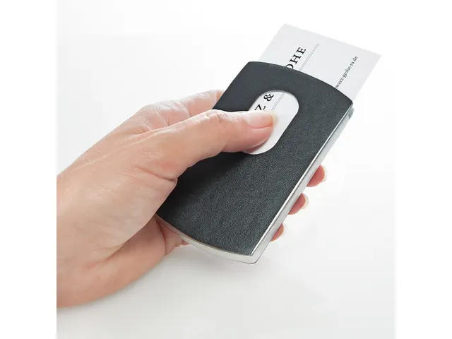 Etui pour cartes de visite noir imitation cuir "Snap" pour max 12 cart