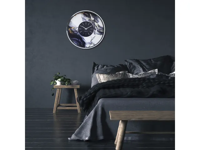 Wandklok NeXtime Marble Duo 48cm zilver metaal