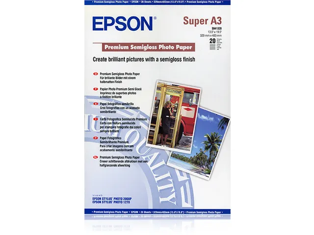 Epson Premium Semigloss Fotopapier A3+ 250 Gram 20 Vel