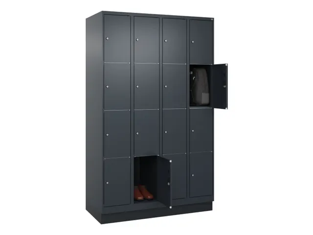 lockerkast,HxBxD 1950x1200x500mm,4x4vakken,vak B 300mm,cil.-slot