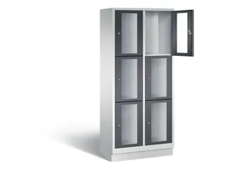 Lockerkast 1800x810x500mm 2x3 vakken Cilinderslot, Sokkel, RAL7021 - 1