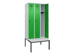locker met bank,HxBxD 2120x900x815mm,3vak,vak B 300mm,draaigrendel