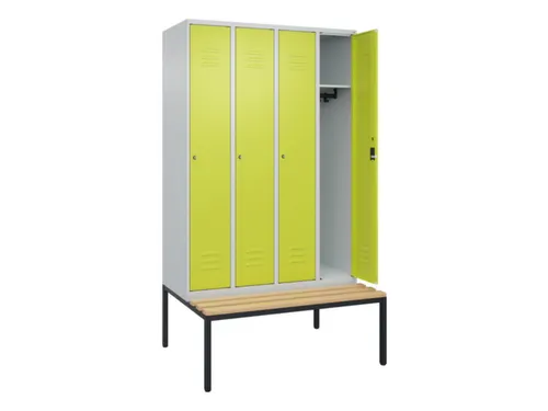 locker met bank,HxBxD 2120x1200x815mm,4vak,vak B 300mm,cil.-slot