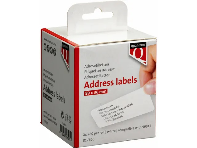 Labeletiket Quantore 99012 89x36mm Adres Wit