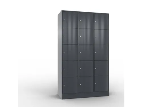 lockerkast cil.slot 1950x1150x540mm 3x5 vakken RAL7021 front RAL7021