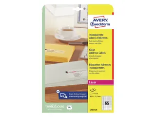 Mini etiket Avery Zweckform 38.1x21.2mm Transparant 1625 stuks - 2