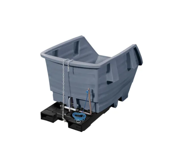 PE-kiepbak,HxLxB 1060x1660x1173mm,1m³,draagverm. 250kg,vorkkoker