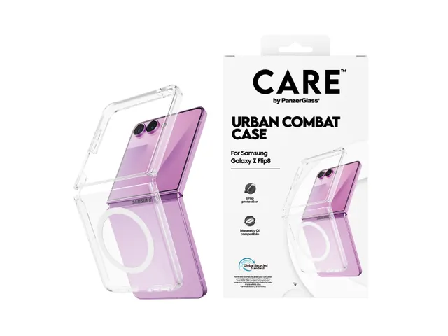 PanzerGlass CARE by Urban Combat Case Transparent w. White Qi Sa