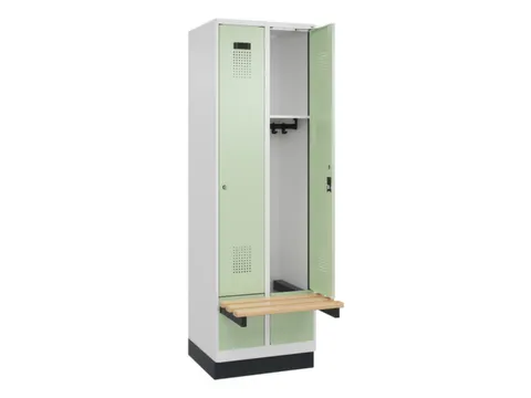 locker met bank,HxBxD 1950x600x815mm,2vak,vak B 300mm,cilinderslot