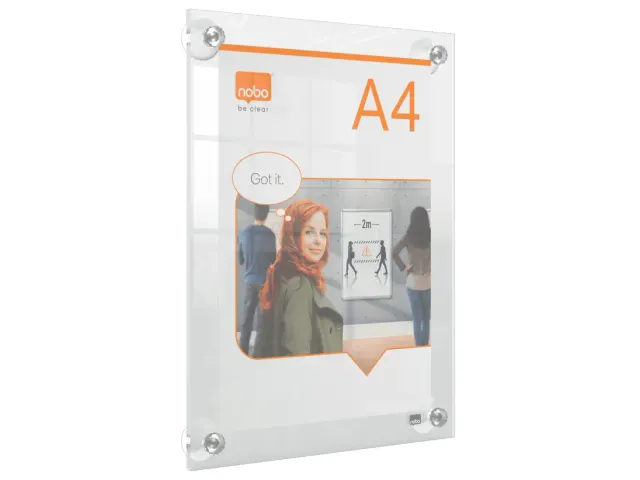 Infobord Nobo Premium Plus A4 acryl wand verplaatsbaar