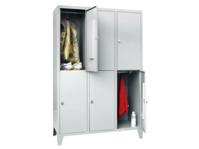 lockerkast,HxBxD 1850x1200x500mm,3x2vakken,RAL7035,front RAL7035