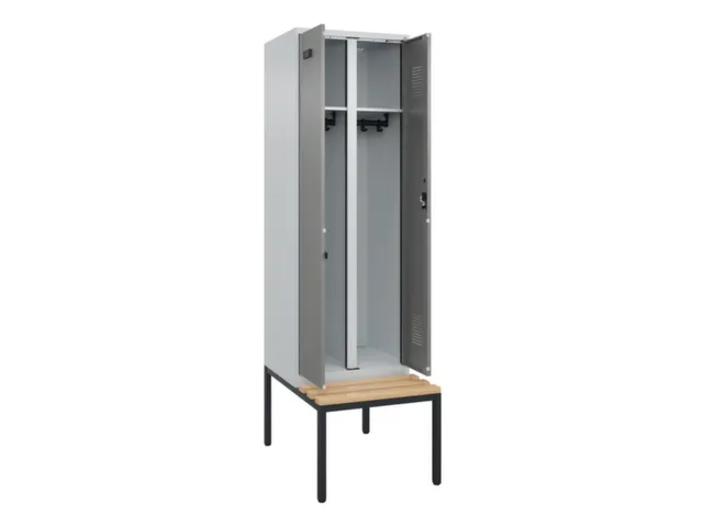 locker met bank,voor scheiding van kleding,HxBxD 2120x600x815mm,2vak