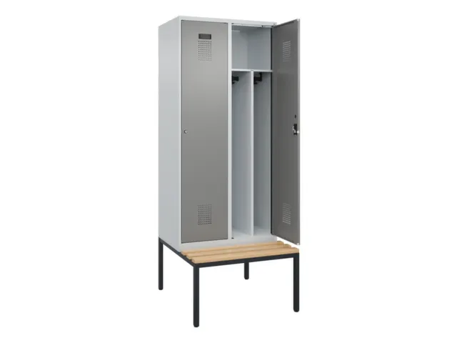 locker met bank,voor scheiding van kleding,HxBxD 2120x800x815mm,2vak