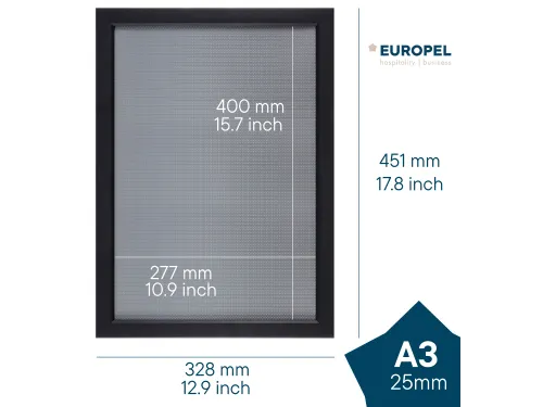 Kliklijst Europel A3 25mm mat zwart