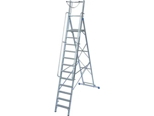 verrijdbare treden-platformladder eenzijdig 12treden stand H 2 8m