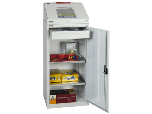 Draaideurkast 1310x500x500mm 1lade 2legborden 1opzetkatheder Grijs
