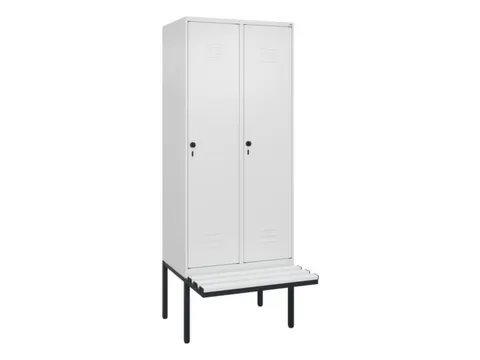 locker met bank,HxBxD 2120x800x815mm,2vak,vak B 400mm,draaigrendel