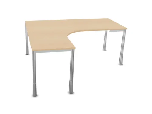 In hoogte verstelbaar bureau in vrije vorm,NE-esdoorn