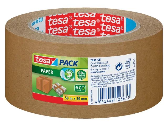 Verpakkingstape tesapack Paper Strong ecoLogo 50mmx50m Bruin