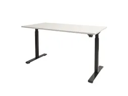 Dextro Basic Zit-sta Bureau Elektrisch 140x80 Krijtwit 25mm Zwart