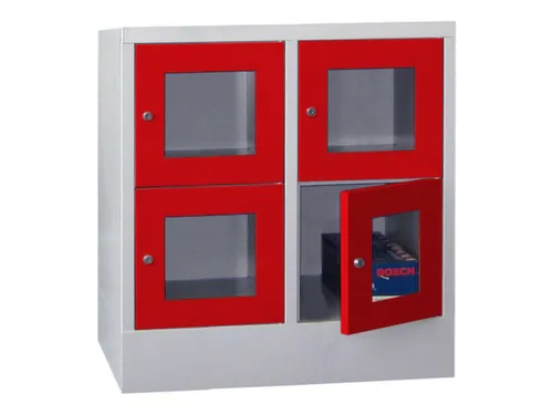 lockerkast,HxBxD 855x800x500mm,2x2vakken,RAL7035,front RAL3000
