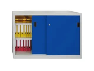 schuifdeurkast,HxBxD 1000x1500x400mm,RAL7035,front RAL5012 - 1