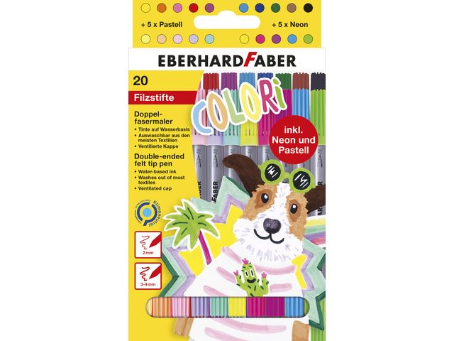 Viltstiften Eberhard Faber duo 2 en 3-4mm assorti etui á 20 stuks | ViltstiftenShop.nl
