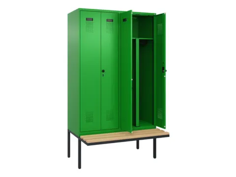 PBM-locker met bank,HxBxD 2120x1200x815mm,4vak,vak B 300mm