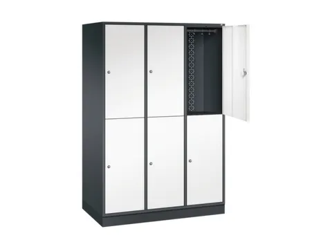 Dubbeldekse garderobekast,HxBxD 1950x1220x600mm,3x2vak.,vak B 360mm