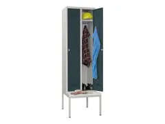Armoire vestiaire avec banc RAL7035 face avant RAL7016