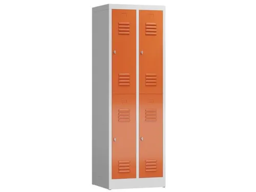 Dubbeldekse garderobekast 1800x590x500mm 2x2vak klink RAL7035 RAL3000
