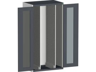 verticale kast,HxBxD 2000x1050x650mm,vensterdeur,2uittrekwanden - 2