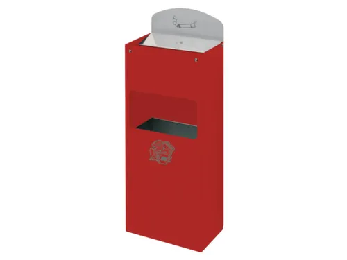 Combi-Asbak 500x200x125mm Achterwand Verzinkt Rood
