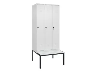 locker met bank,HxBxD 2120x900x815mm,3vak,vak B 300mm,draaigrendel - 1