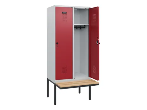 locker met bank,HxBxD 1950x800x815mm,2vak,vak B 400mm,draaigrendel