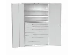 universele kast,HxBxD 2000x1300x550mm,3xStalen bodem,8lade(n)