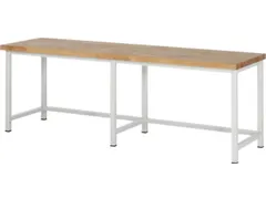 werkbank,HxBxD 840-1040x2500x700mm,beukblad,draagverm. 1250kg,RAL7035