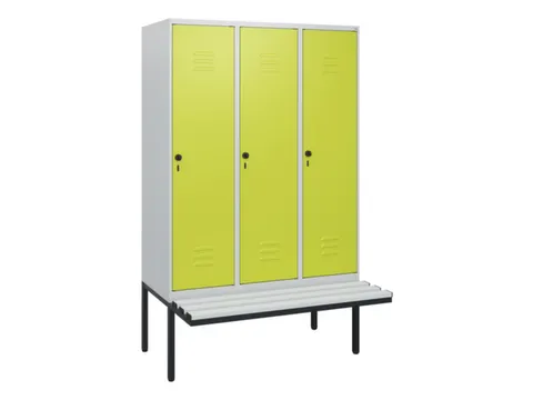 locker met bank,HxBxD 1950x1200x815mm,3vak,vak B 400mm,draaigrendel