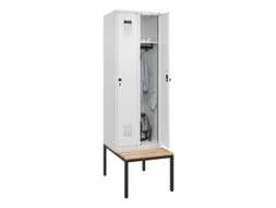 locker met bank,HxBxD 2120x600x815mm,2vak,vak B 300mm,draaigrendel