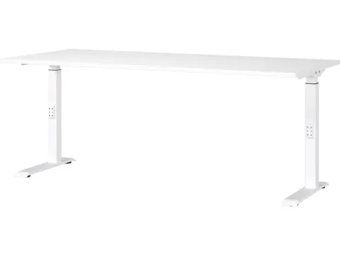 In hoogte verstelbaar bureau,HxBxD 680-910x1800x800mm,blad wit