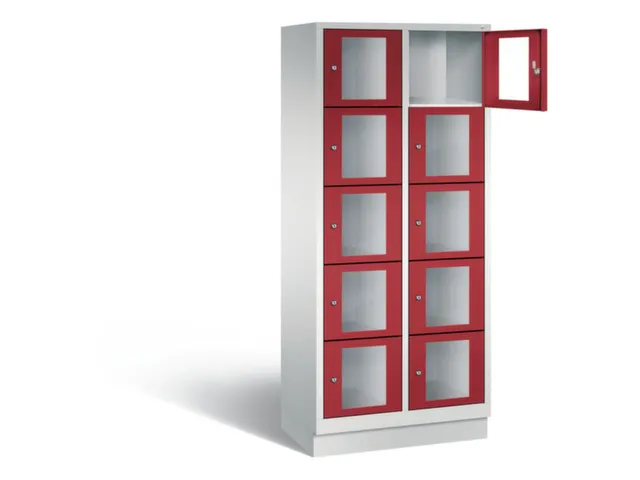 Lockerkast 1800x810x500mm 2x5 vakken Cilinderslot, Sokkel, RAL3003