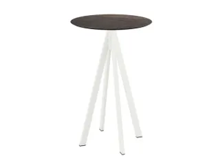 statafel,HxØ 1090x700mm,rond,4voeten wit,blad HPL Riverwashed Wood - 1