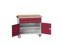 gereedschapswagen 980x1050x600mm multiplexblad 2 laden+Kast RAL3004